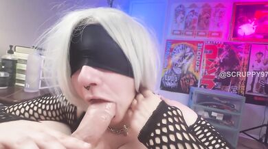 Huge Tits 2B Cosplay Sloppy Deepthroat Gagging Tittyfuck Cum Destroyed