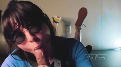 Petite Ava Brooke Black Socks Footjob Cum Gush on Teen Soles