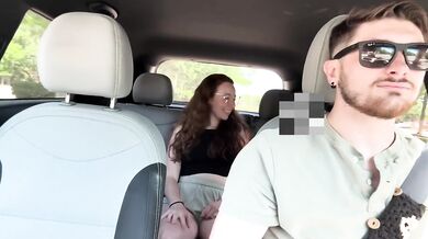 Redhead College Sluts Destroy Uber Cock in Gushing FFM Car Orgy