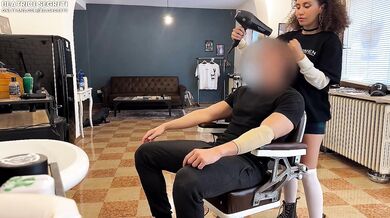 Barbershop Throat Cum Gush Beatrice Jumps Big Dick Destroyed
