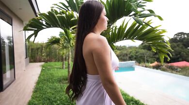 Huge BBC Destroys Blonde Latina Teen Poolside Cum Gush