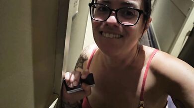 Glasses Brit MILF Gushes Clit Rubbing to Hotel Fuck Moans