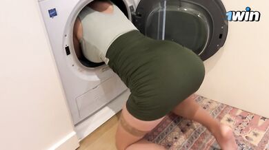 Stepson Pounds Stuck Stepmom Washer Gushing Cum Destroyed