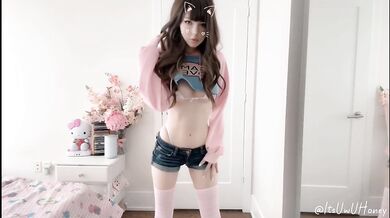 DVA Cosplay E-Girl Gushes Hard Chokes Realistic Dildo Destroyed