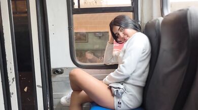 Petite Latina Neighbor Sucks Dick on Crowded Bus Then Creampie Hotel Pound
