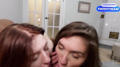 Pretty Friend Crashes Fuck Big Cock Double Sloppy BJ Creampie
