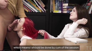 Sexologist Muscle Man Destroys Redhead Pink Pussy 3some Creampie