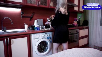 Friend Zone Crushed Blonde Squirts Wild Huge Cumshot Kitchen Fuck