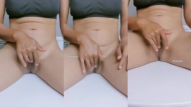 18 year old Asian girl cumming on her tight pink pussy