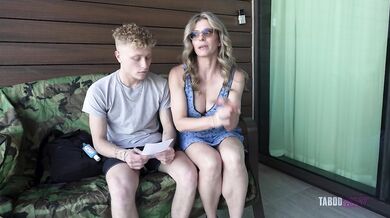 StepMom Cory Chase Trains Shy Son to Bully Pound Her Bushy Pussy