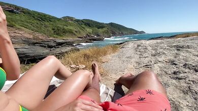 18YO Latina Sucks Cock Fucks Nudist Beach Caught Gushing