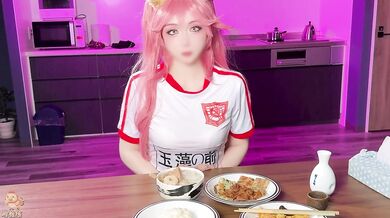 Chinese Tamamo Cosplay Babe Chokes Hairy Cock Doggystyle Gush