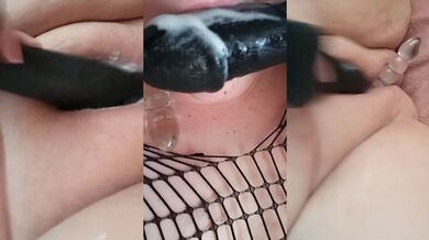 Hazy Lips BBW Smoker Gushes Fat Creamy Pussy Big Dildo Destroy