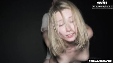 Obedient Blonde Teen Choked Gushing Creampied by 2 Cocks